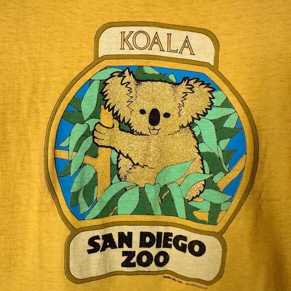 VTG 1979 San Diego Zoo Hanes Mustard Yellow Koala Youth L 14-16 Single Stitch - Picture 6 of 12